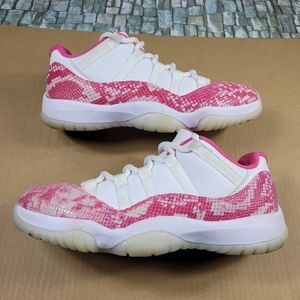 pink and white snakeskin 11s